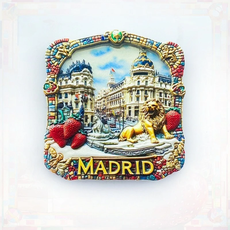 Madrid Winter Cityscape Fridge Magnet - 3D Spanish Souvenir of A Snowy Urban Scene Unique European Travel Gift & Collection