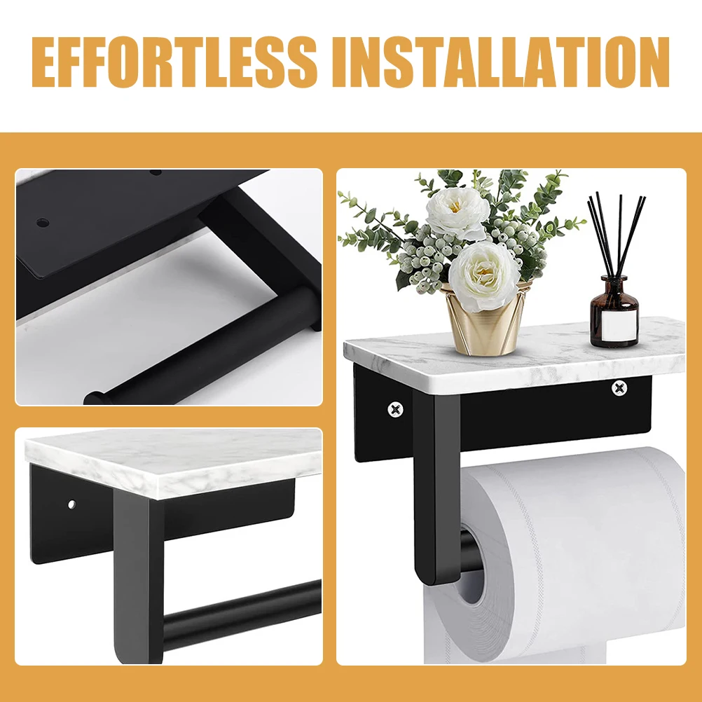

Stainless Steel Toilet Paper Holder Rack Black Marble Bathroom Kitchen Wall Mount Roll Paper Hanger Tissue Storage