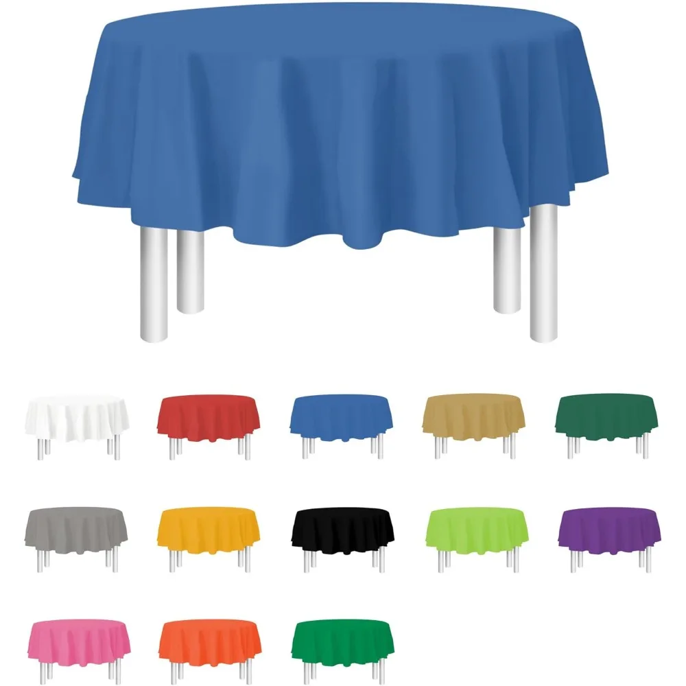 

Blue Disposable Tablecloth for Round Tables (36 Pack) Table Cloths for Parties, Events & Weddings, Indoors & Outdoors