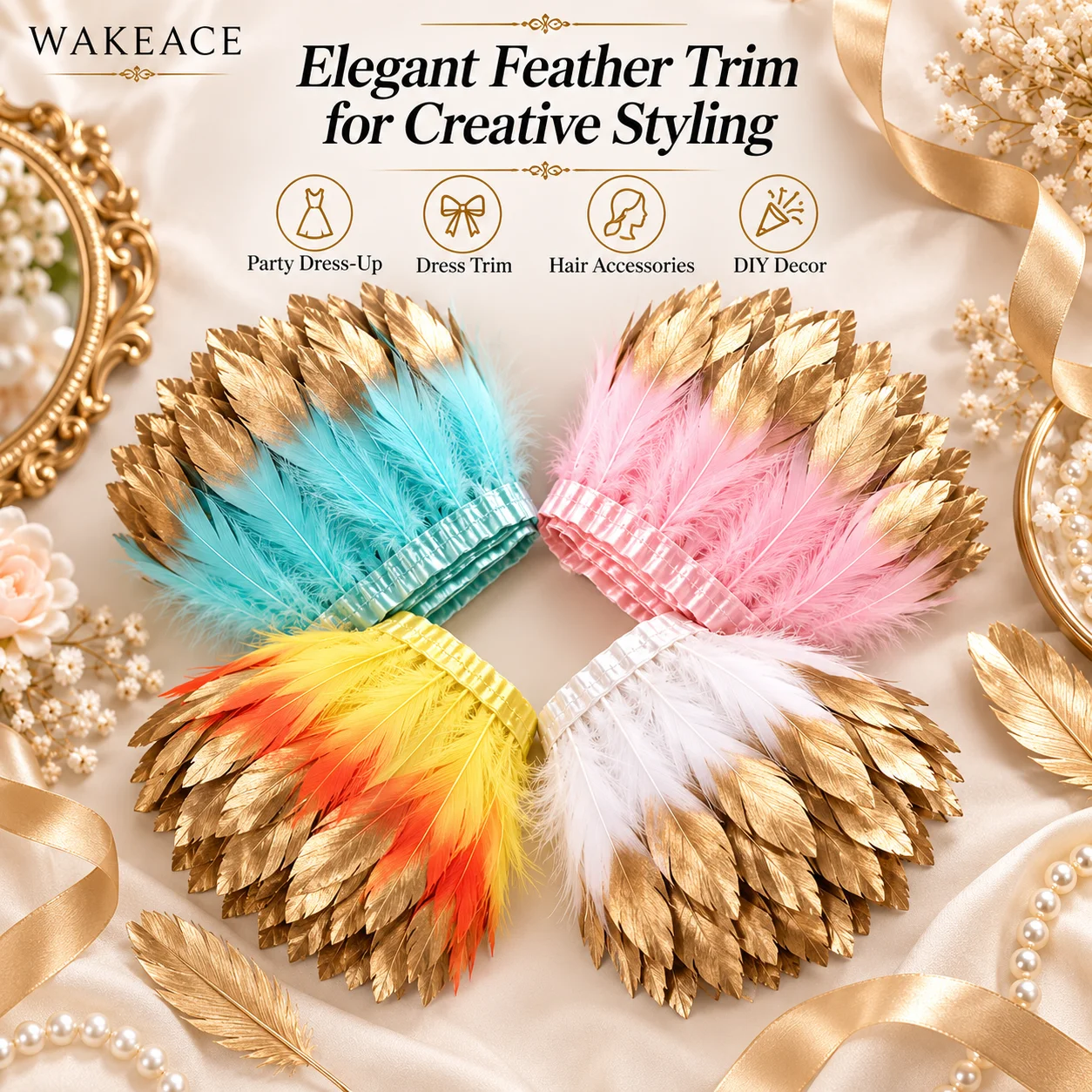 Gold Faux Feather Fringe Trim - Fringe Ribbon Sewing ulasan dan harga