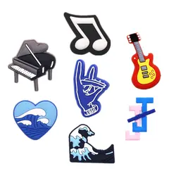 1pcs PVC Shoe Charms Accessories Piano Music Notes Guitar Waves Shoe Decorations for Bracelet Kids Gifts ZJ09LI3