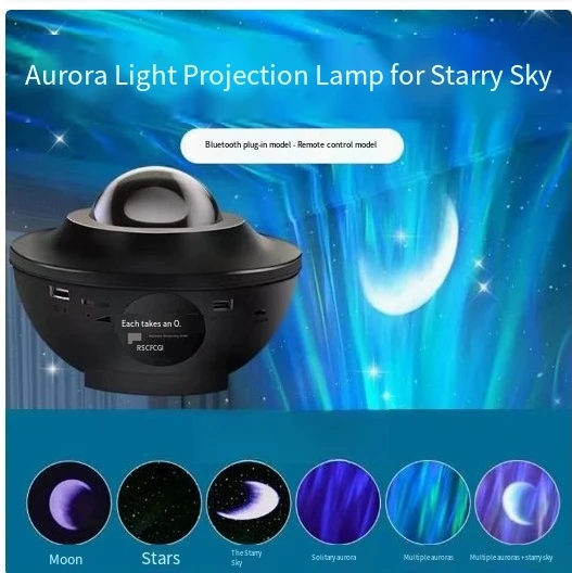 Aurora Northern Light Star Projector Bluetooth Speaker, Romantic Bedroom Atmosphere Lamp Home Decor Gift for Kids Couples