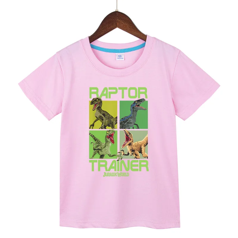 

Jurassic World Raptor Trainer Print Boy Girl T shirt Cotton Kids Clothing Tops Camiseta Summer Short Sleeve Children T-Shirt