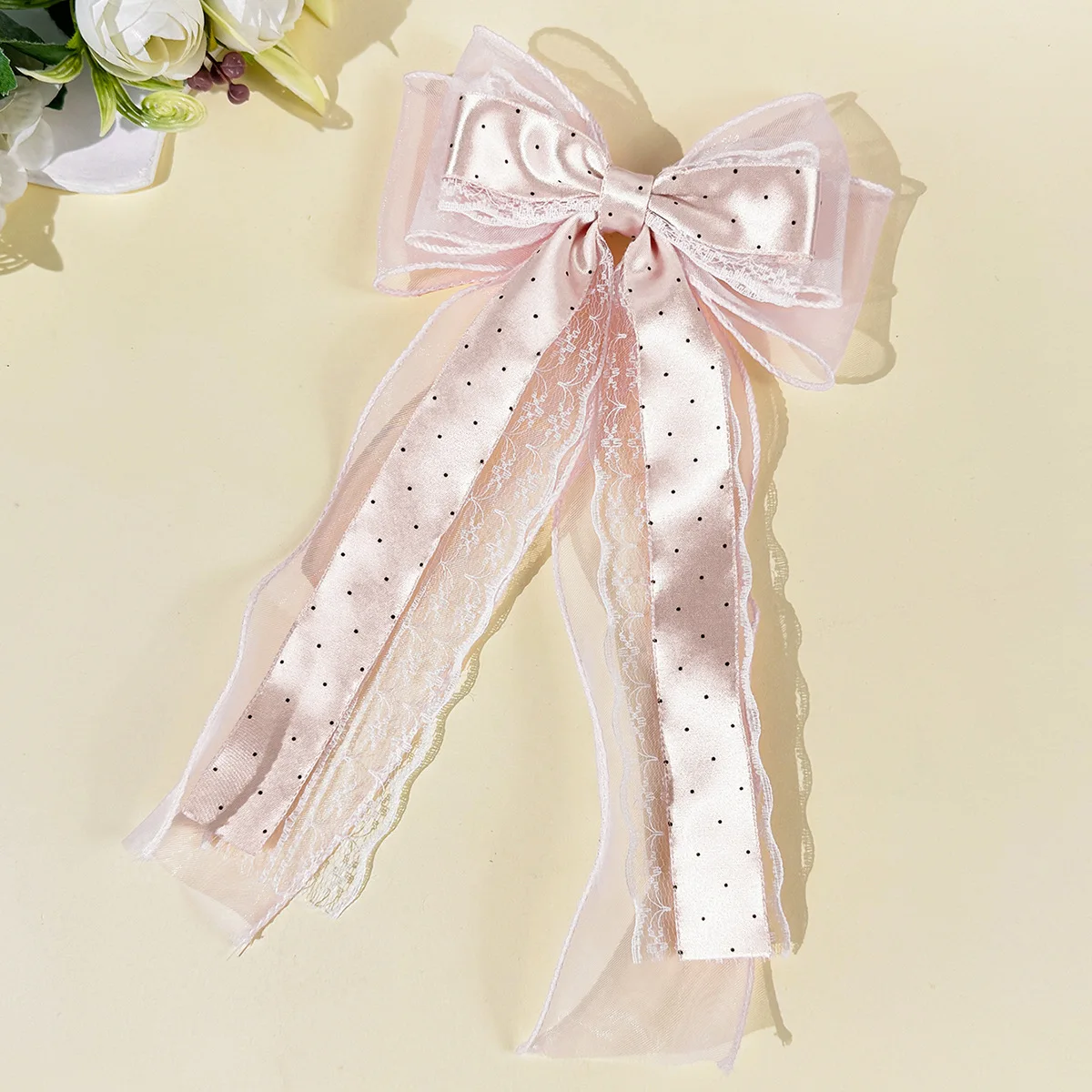 

20 шт./лот, заколка для волос с бантом из сетки и кружева в горошек, 5,9 дюйма, для женщин и девочек, модные аксессуары для волос