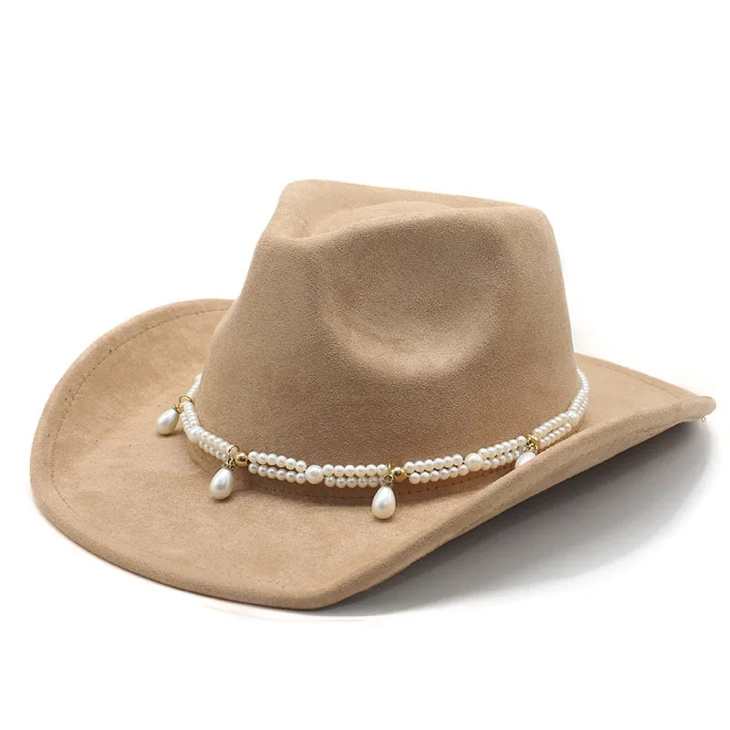 New Party Bride Cowboy Hat Music Party Suede Jazz Hat Felt Western Cowboy Hat