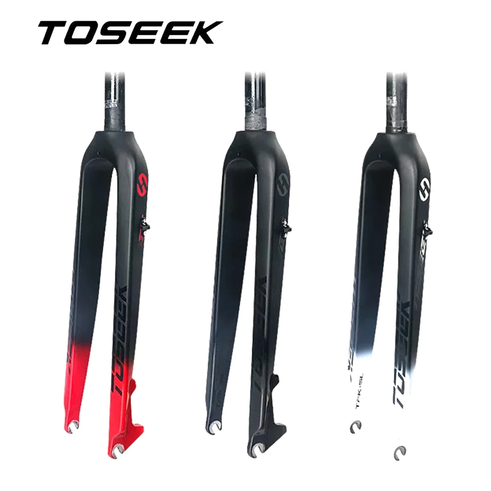TOSEEK T800 Carbon Fork Mountain Bicycle MTB Bike Front Forks 26er 27.5er 29er QR 9*100mm Disc Brake Gradient Color