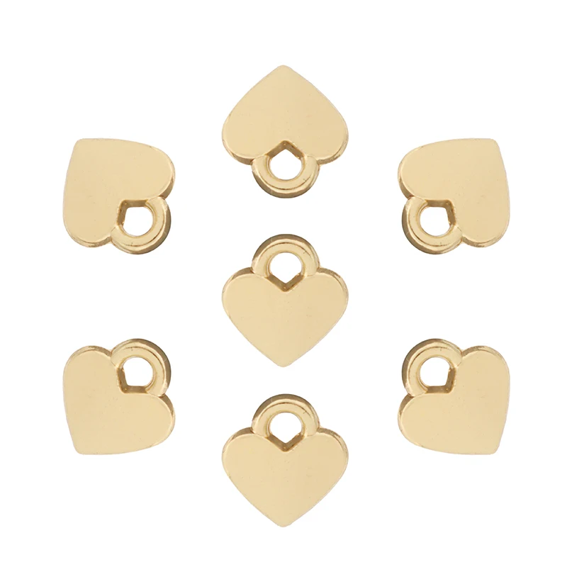 40 x Gold Color 2 Sided Heart Love Charms Pendants Beads for DIY Earrings Bracelet Jewelry Making Findings Accessories 8mm