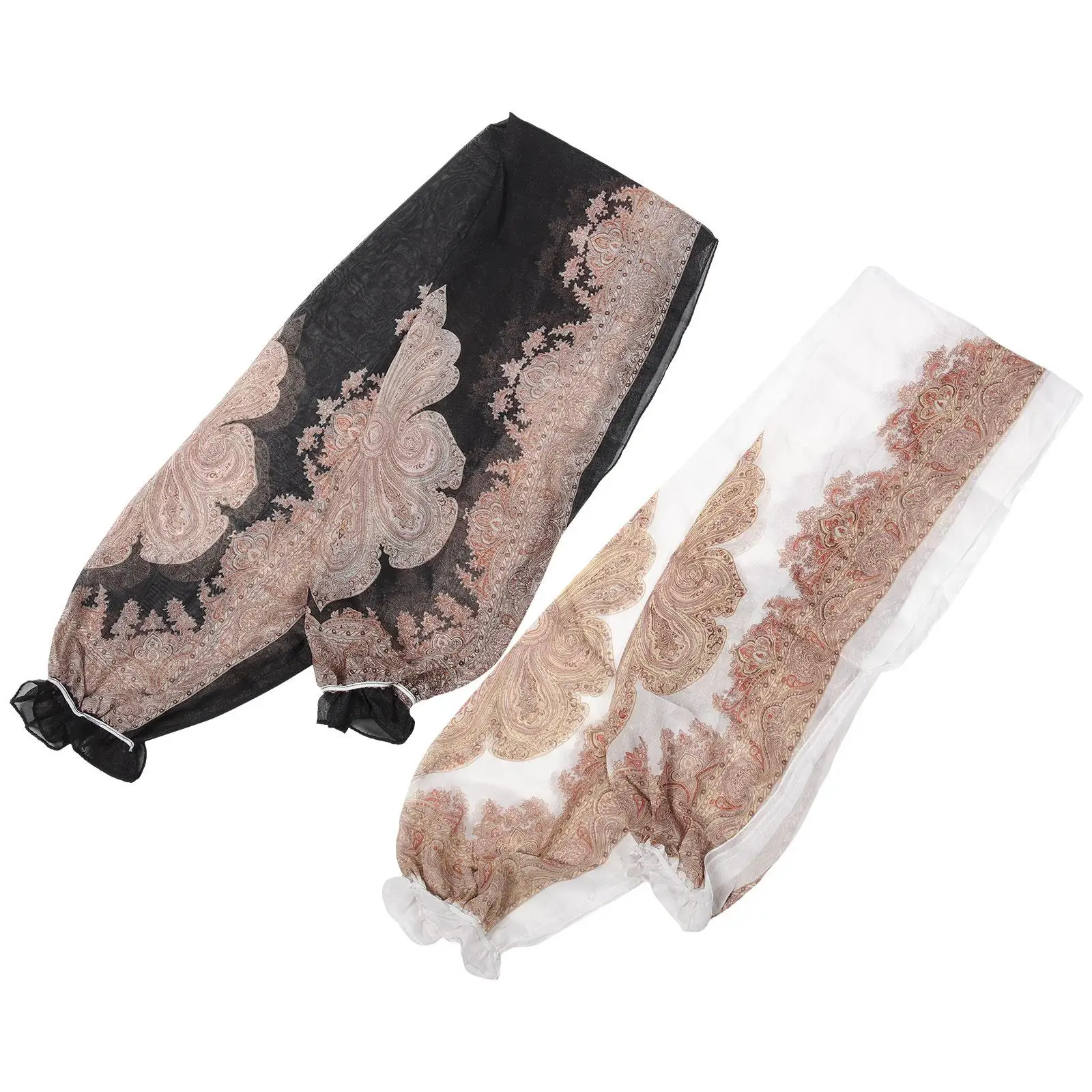 

2 Pcs Summer Sun Protection Shawl Arm Sleeves Lightweight Breathable UV Covers for Women Outdoor Activities Black White