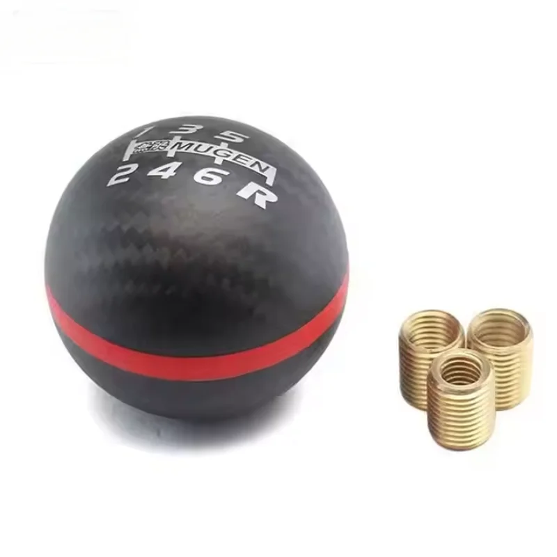 Black/Red 5/6-speed M12X1.5/M10X1.5/M10X1.25 Mugen Carbon Fiber Shift Knob for Honda Acura/Toyota/Nissan