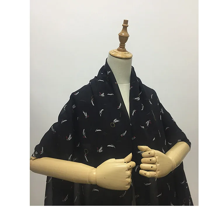 1 meter 100% Mulberry Silk 10 momme Thin Type Georgette Silk Fabric Black Wheat Stalk Printed 135cm 53
