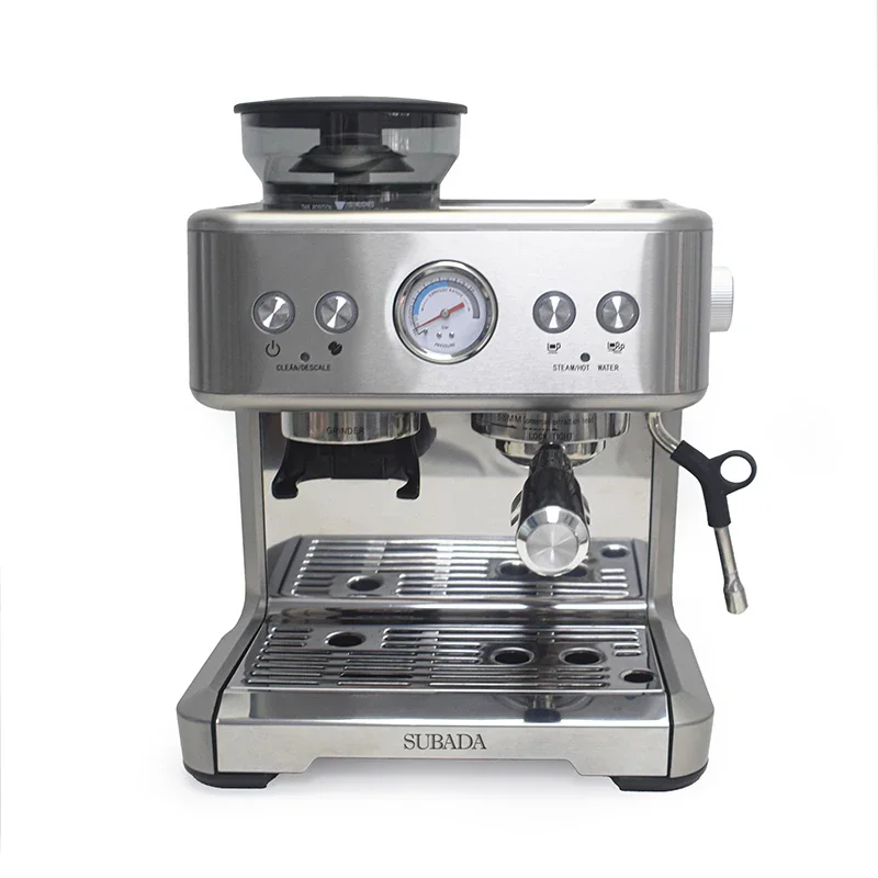 Multifunctional Professional 15 Bar Espresso Maker Cappuccino Coffee Machine Built-in Bean Grinder With Milk Frother Steam Wand