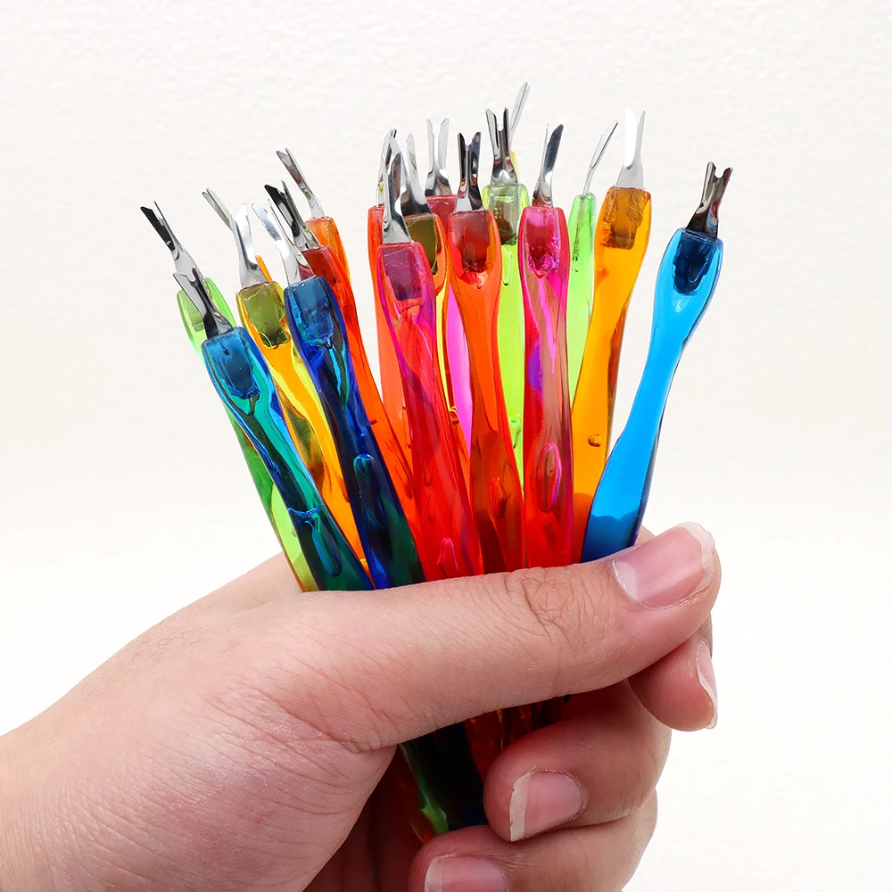 10 個透明キューティクルプッシャー 6 カラフルなツール完璧な爪高品質金属ヒントマニキュアペディキュアネイルアートケアツール