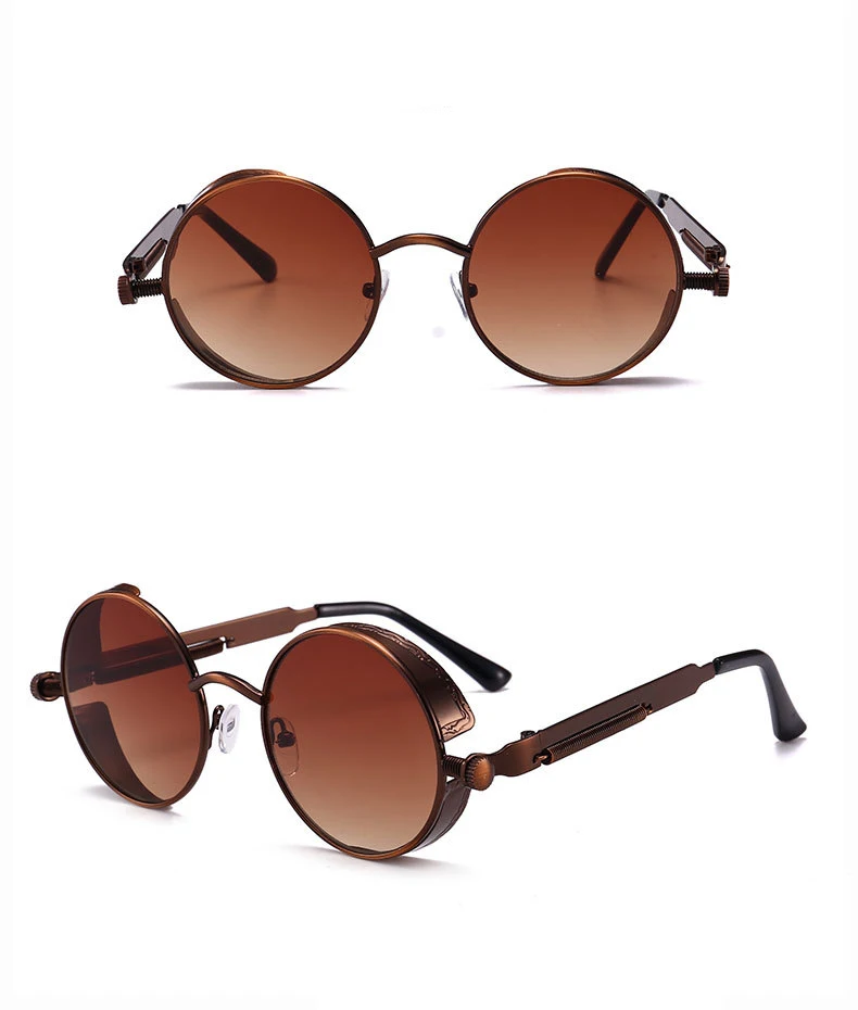 Metall Steampunk-Stil Sonnenbrillen Steampunk Mode Herren Retro Runde Sonnenbrillen – Detail 5