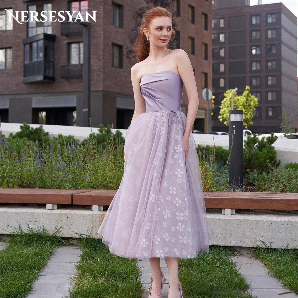 

Nersesyan Lavnder Lace Elegant Formal Evening Dresses Off Shoulder Pleats A-Line Prom Dress Backless Graduation Party Gowns 2024