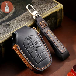 Luxury Leather Car Key Case Cover Fob Protector for Ssang Yong 2020 G4 Rexton Accessories Keychain Holder Remote Keyring Shell