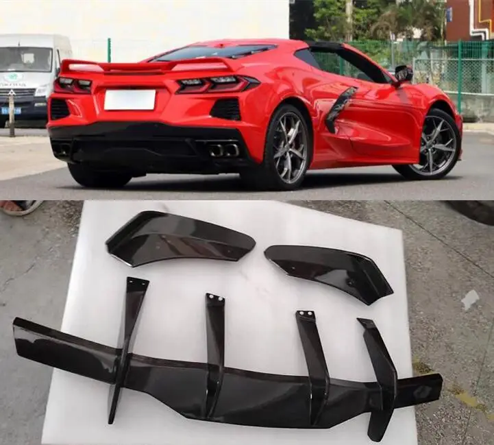 Rear Bumper Diffuser Lid For Chevrolet Corvette C8 2020 2021 2022 2023 2024 Trunk Door Lip Spoiler Real Carbon Fiber