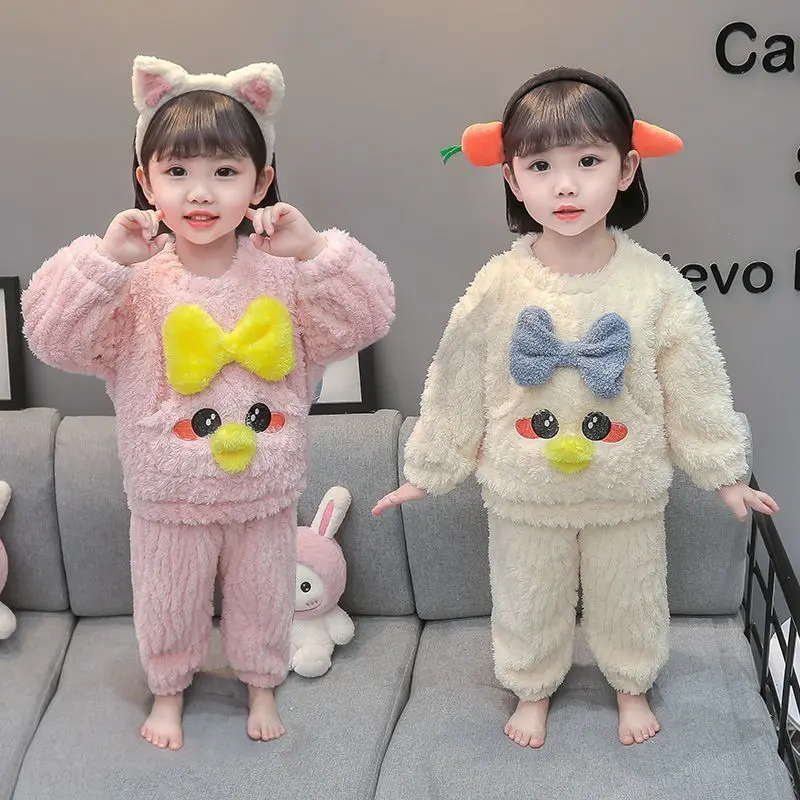 طقم بيجامة من الفلانيل للفتيات، ملابس نوم شتوية من الصوف المرجاني للأميرة للأطفال الصغار والأطفال