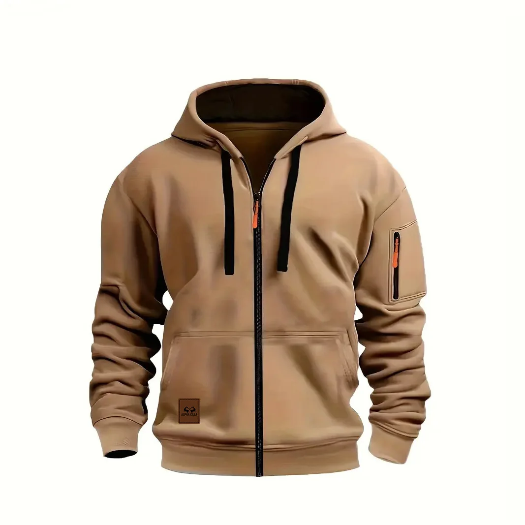 2026 Frühling Herbst Herren Mantel Lässiger Einfarbiger Kapuzenpullover Dünne Atmungsaktive Langarm-Jacke Herren Oberbekleidung