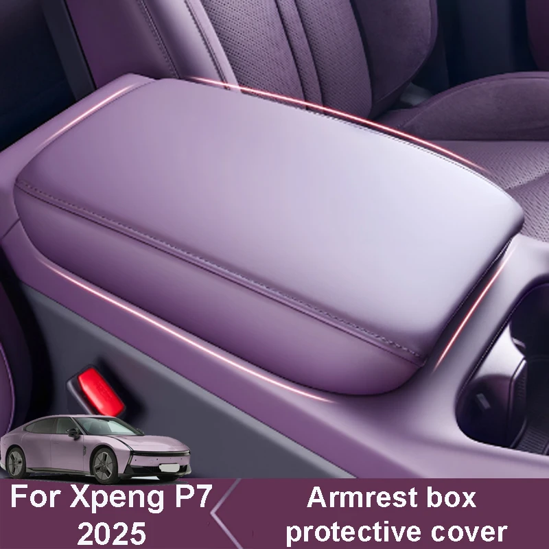 

For XPeng Xiao Peng P7 2025 Car Central Control Armrest Box Protection Leather Cover Interior Scratch-resistant Accessories