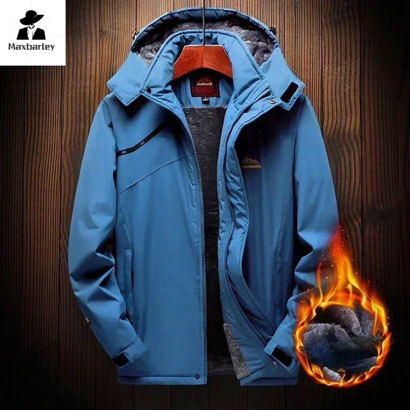 2024 Men\'s Winter Jacket Fleece Thick Warm Hooded Parka Male Waterproof padded Coat Snow Camping Outerwear Plus Size 7XL 8XL