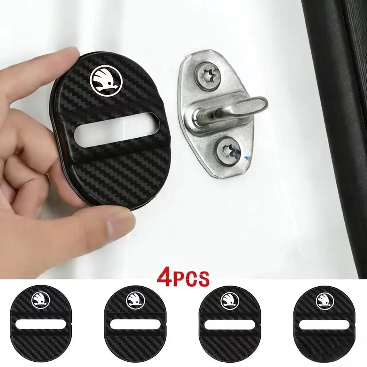 4pcs Car Styling Door Lock Protection Cap Modification Accessory For Skoda Octavia KAMIQ KODIAQ SUPERB RAPID KAROQ FABIA YETI