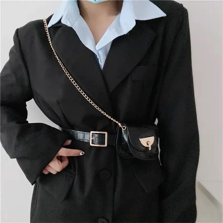 Simple Fashion Women PU Leather Waist Pack Mini Small Belt Bag Women Waist Belt Bag Fanny Packs Waist Pouch Phone Bag