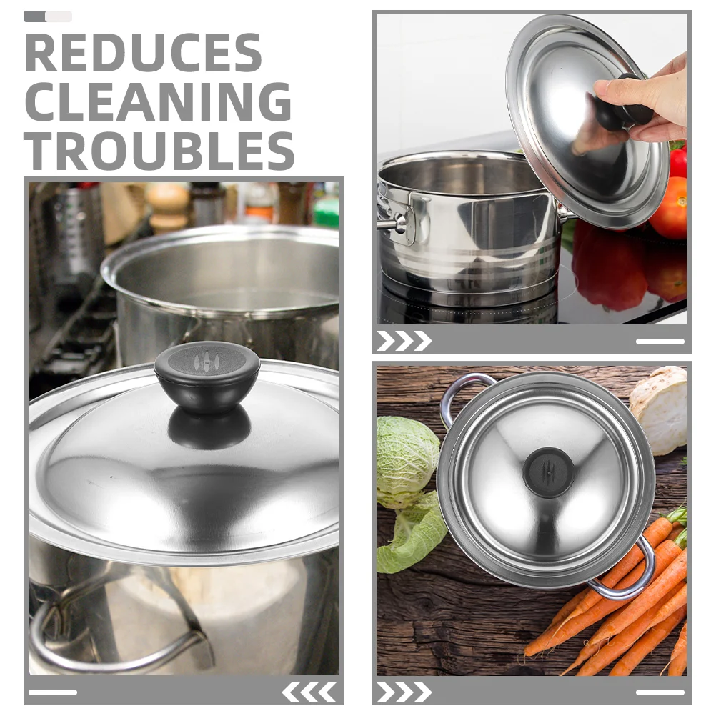 2 Pcs Stainless Steel Universal Pot Cover Sauce Bowl Mini Covers Spice Container For Kitchen Cookware Heat Resistant