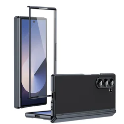 Plating Hard Shell Hinge Protection Phone Case for Samsung Galaxy Z Fold 6 5 4 3 7 5G Full Package Steel Film Protective Cover