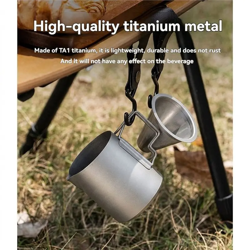 Detachable Filter Included Titanium Pour-Over Coffee Cup, Portable Slow Drip Paperless Coffee Maker Set For Camping-A68E