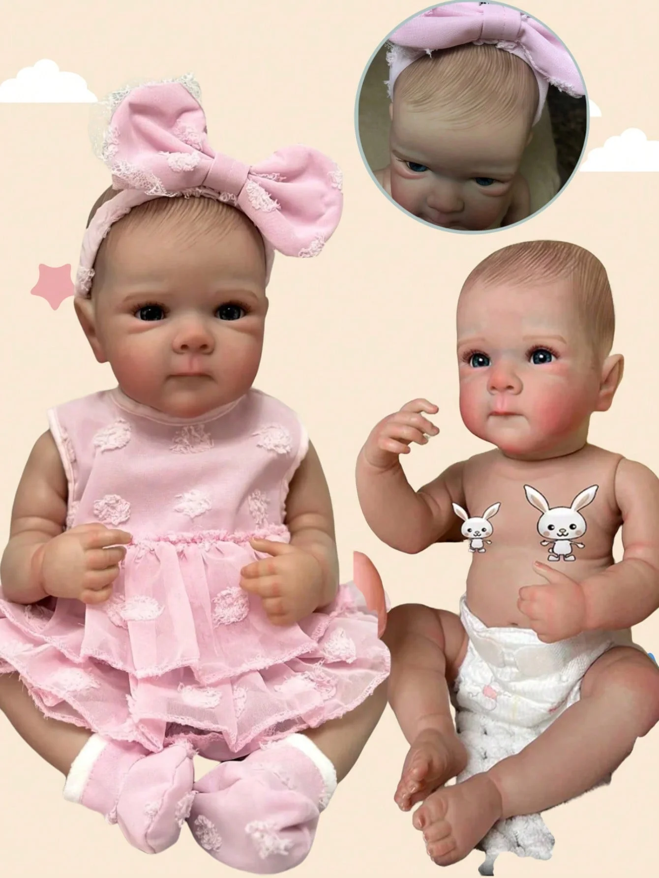 

New 18-inch lifelike Bettie Reborn baby girl doll, a pink 3D painted all-vinyl doll, a realistic doll that can be bathed