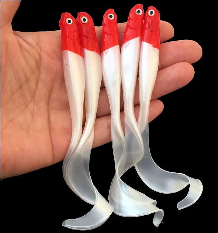 Fishing Lure Soft Bait 6.5g 10.5cm Single Tail Grub Artificial Fish Bait Night Fishing Glow Luminous Lot 5 Pieces