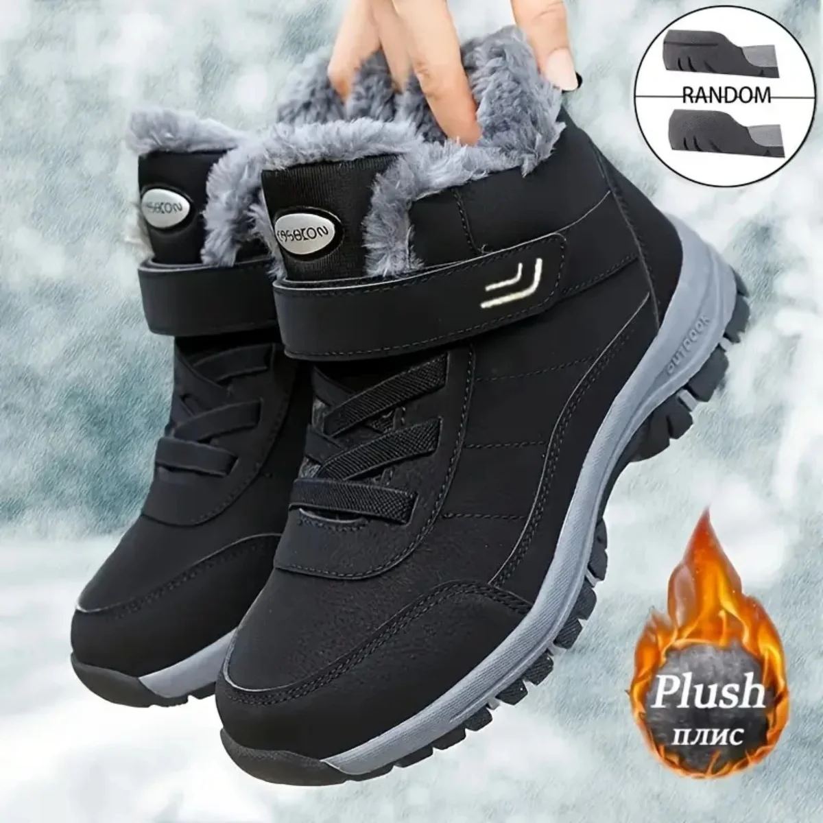 Fleece-Lined Warm Winter Snow Boots, Anti-Slip Shock-Absorbing, Stain-Resistant, Stylish Versatile Unisex Casual Shoes