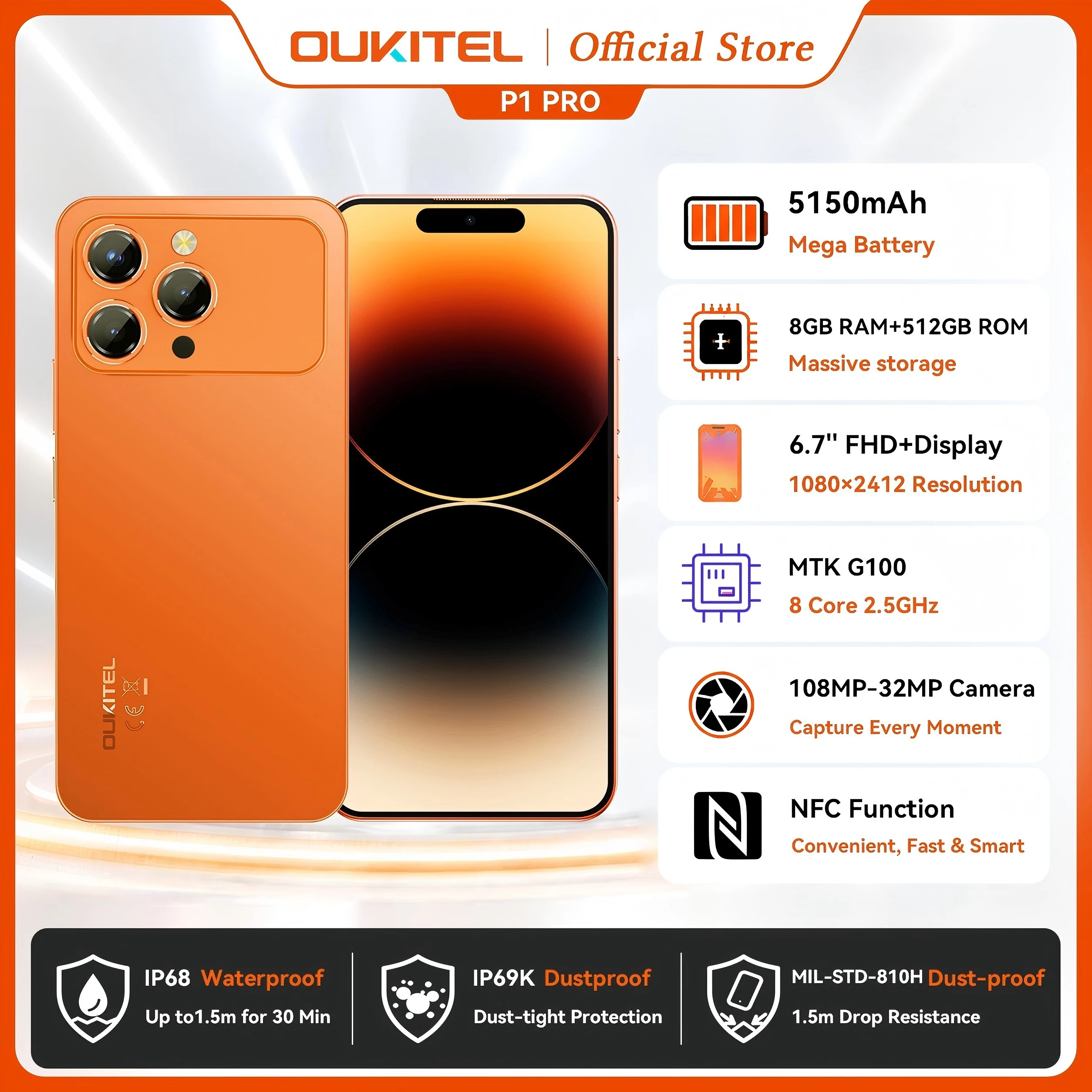 OUKITEL P1 PRO Smartphone 6.7