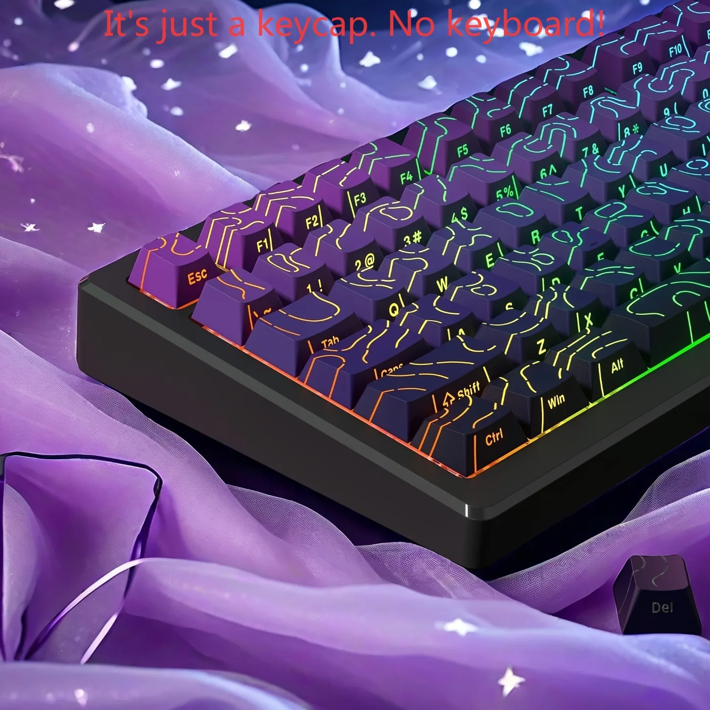 2026 OEM Profile PBT Keycaps 133+ Keys Contour Gradient Crack Pattern Black Purple Side Printed for 61-108 Mechanical Keyboards - view 3