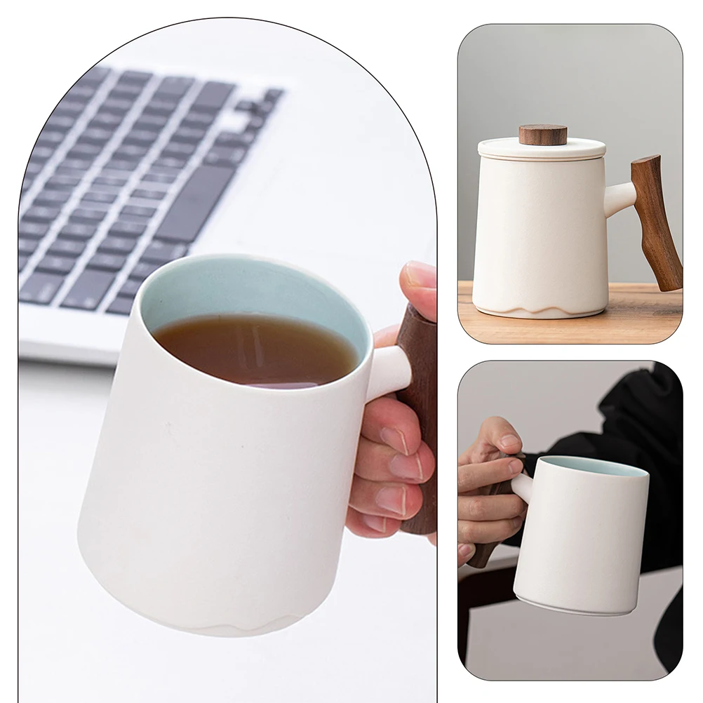 

Tea Cup Water Separation Ceramic Mug with Filter Mugs Coffee Porcelain Home Drinking White Man