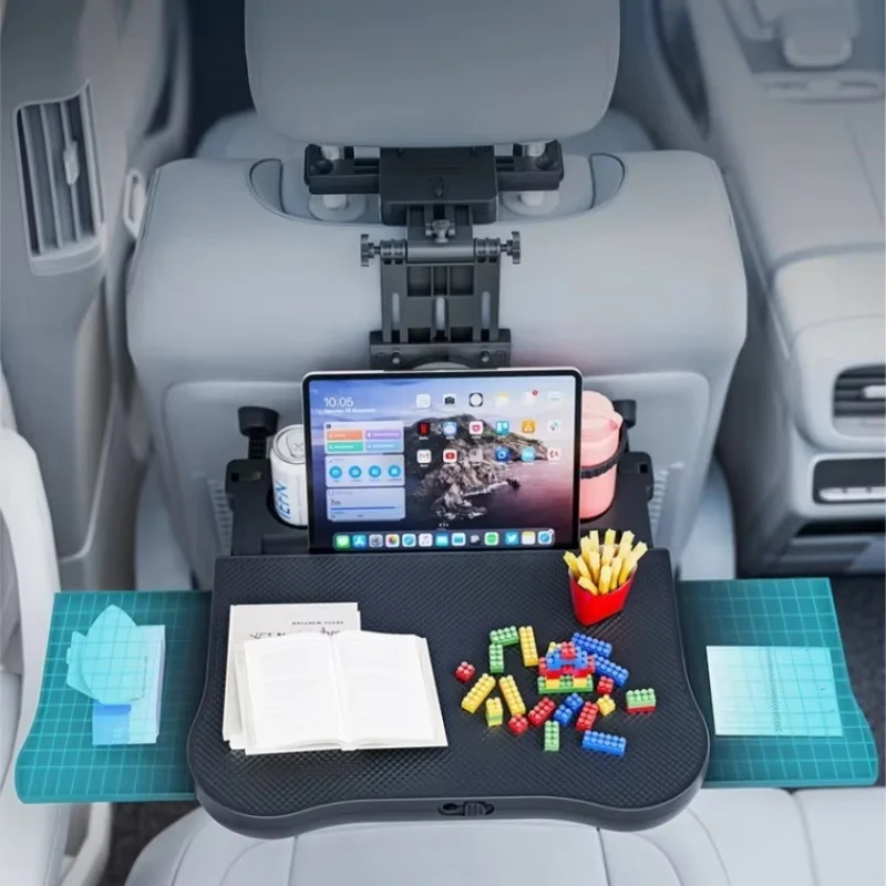 Car Travel Table, Multi-Functional Car Seat Backrest Adjustable Small Table Board, Car Cup Holder and Computer Stand