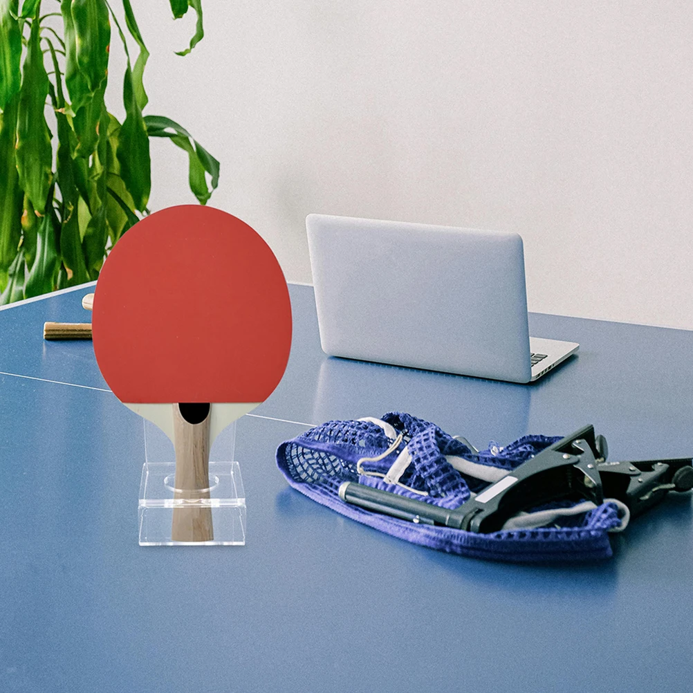 Estante de exhibición de paleta de tenis de mesa acrílico, soporte de murciélago ahorrador para el hogar y la Oficina, Base de raqueta transparente deportiva, 2 uds.