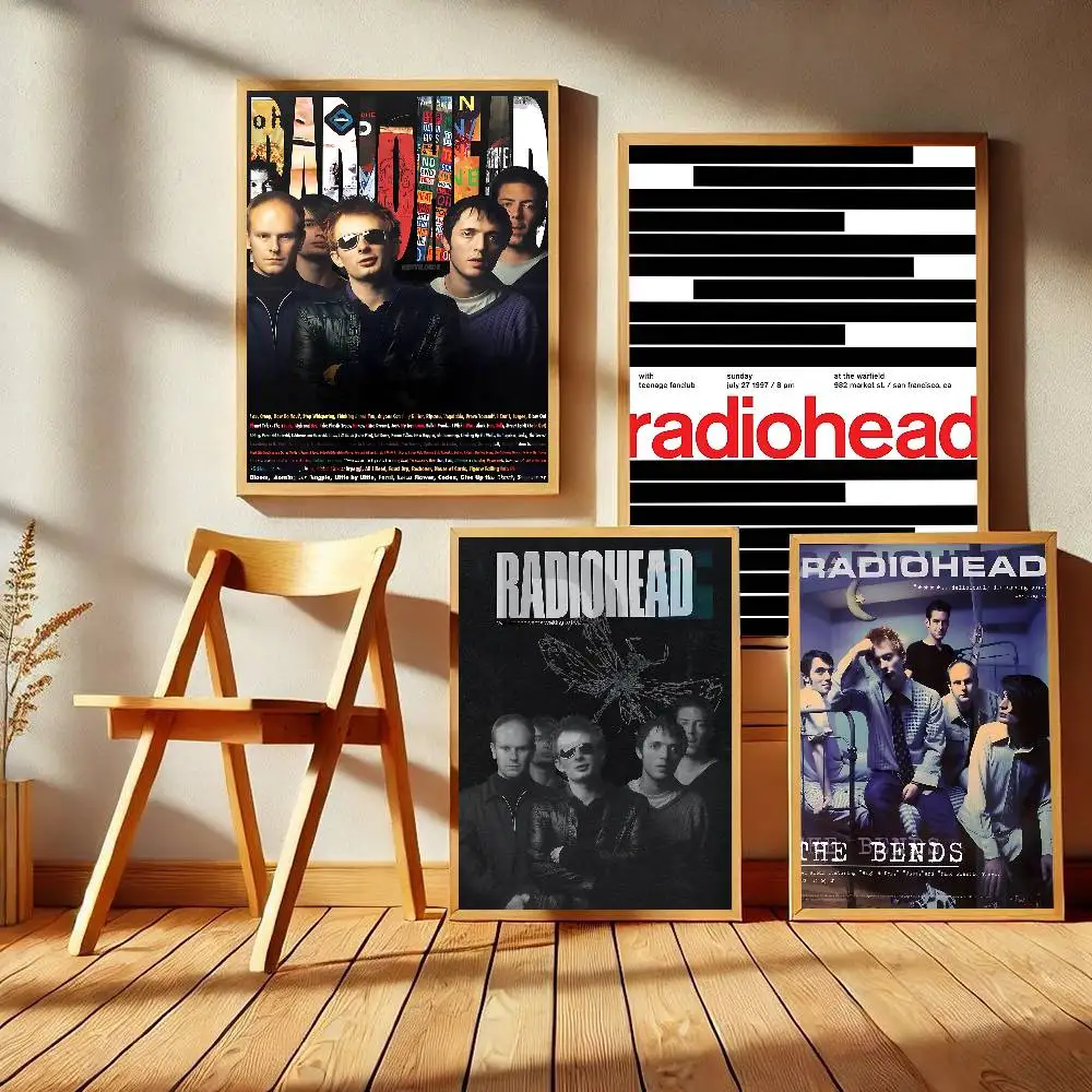 R-Radiohead Band Rainbow Whitepaper Poster Waterproof Paper Sticker Coffee House Bar Aesthetic Art Wall Painting