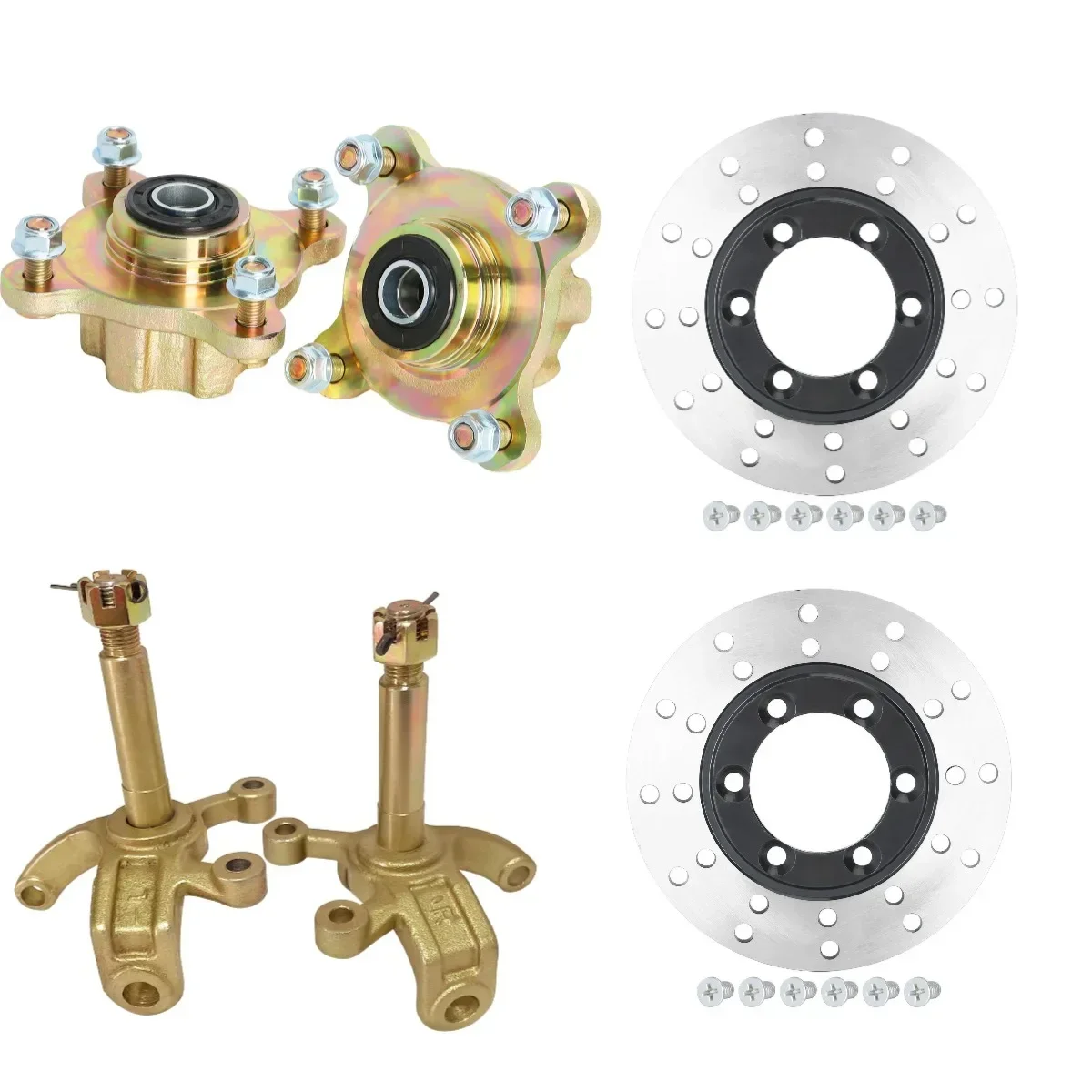 

2 Pack Go Kart ATV 4 Stud Front Wheel Rim Hub Stub Axle Disc Rotor 130MM for 110cc 125cc 150cc Quad Dirt Bike ATV Buggy