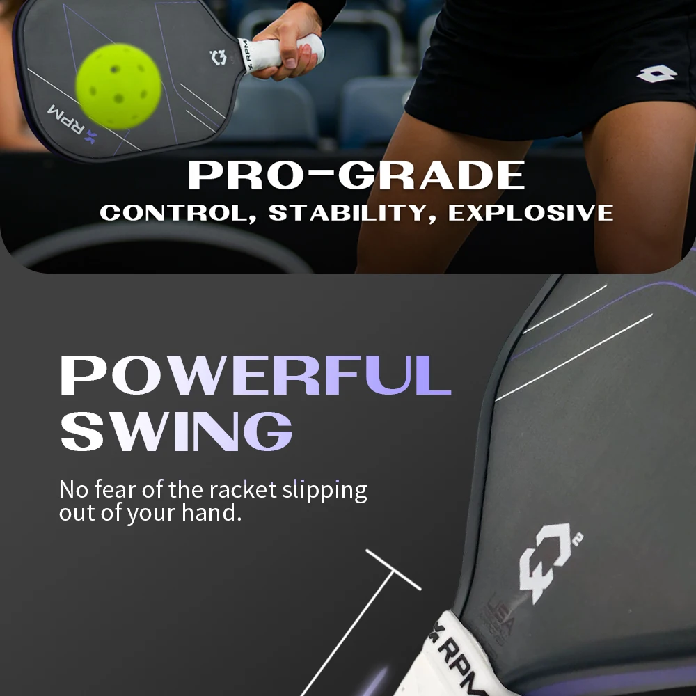 RPM Q2 Pickleball-Schläger 1:1 T700 Carbonfaser-Oberfläche Reibung Heißgepresster Expandierter TPU EPP-Schaum Verstärkter Kern 16mm – Detail 7