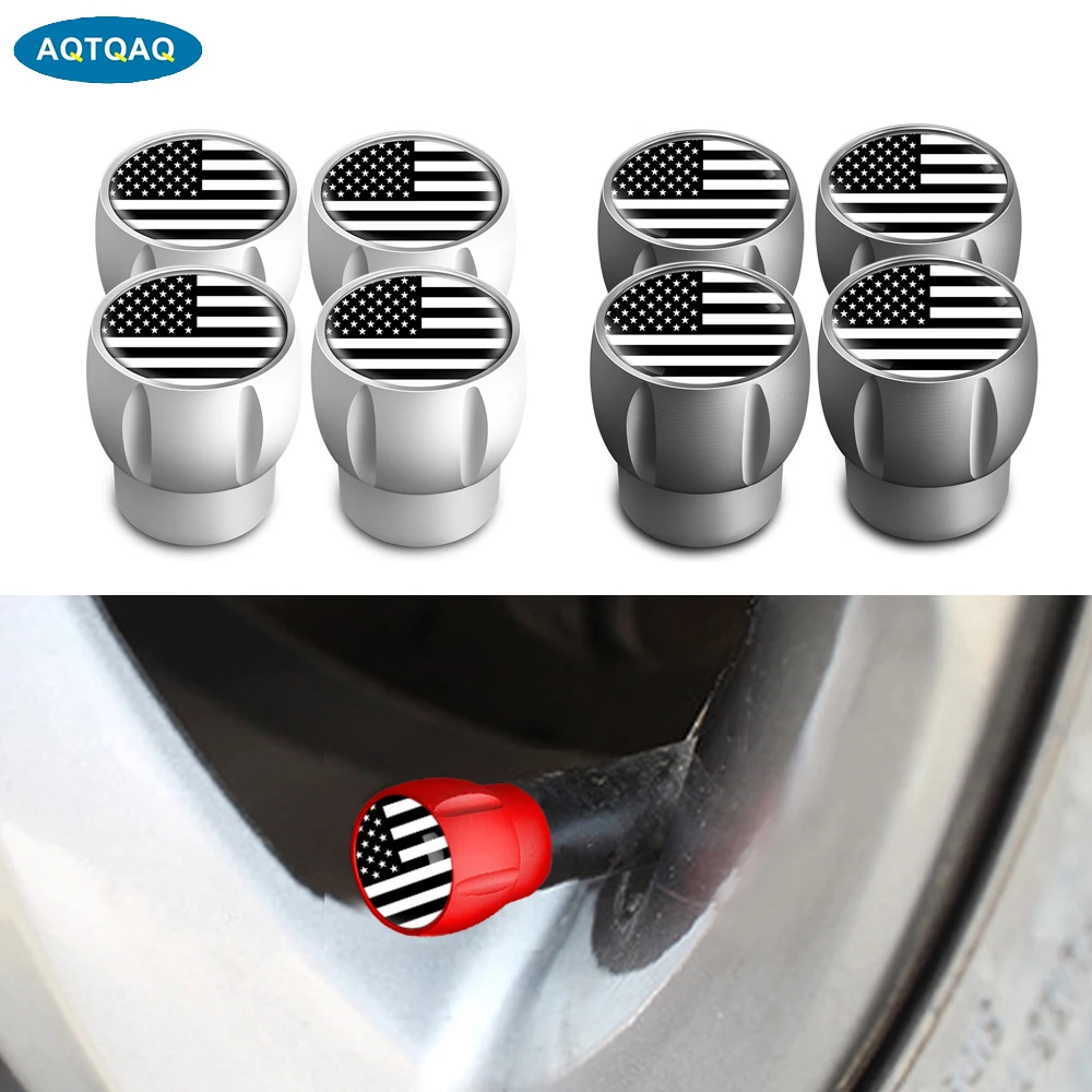 

AQTQAQ 4Pcs/Set Tire Valve Stem Cap Cover - Tire Air Caps Metal with Plastic Liner Corrosion Resistant Leak-Proof for Car Truck