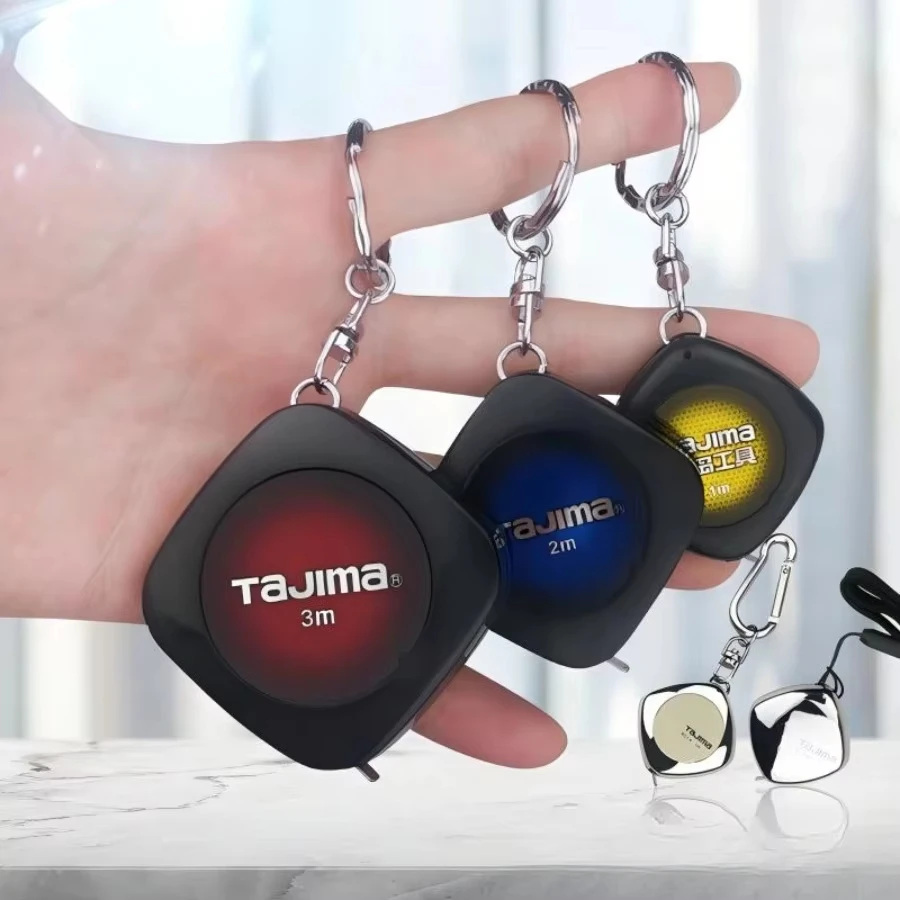 TAJIMA Mini Tape Measure 1Pcs with Aluminium Key Chain 1/2/3m Length 6mm Width Measuring Tool 1001-0056/1001-2454/1001-0841
