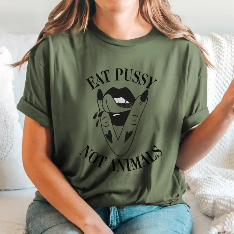 Unisex Vegan T-Shirt Eat Pssy Not Animals Vegan Shirt Vegetarian T Shirt Animal Liberation Street Fashion Tee Tops Print O-neck