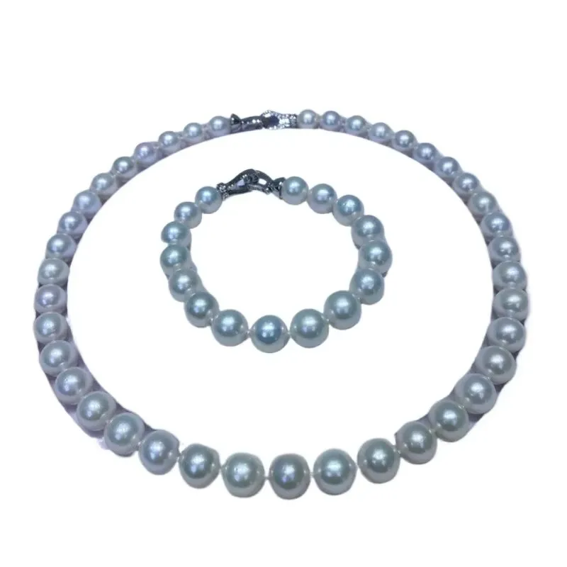 

Натуральный 17 "11-12 мм ожерелье с морским жемчугом, комплект ювелирных изделий для женщин, ювелирные изделия 7,5 "11-12 мм, браслеты, модные украшения, стерлинговое серебро 925 пробы