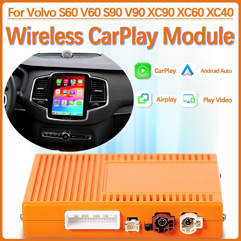 Wireless CarPlay Android Auto Module For Volvo S60 V60 S90 V90 XC40 XC60 XC90 2020-2022 Plug & Play Decoder Box Upgrade