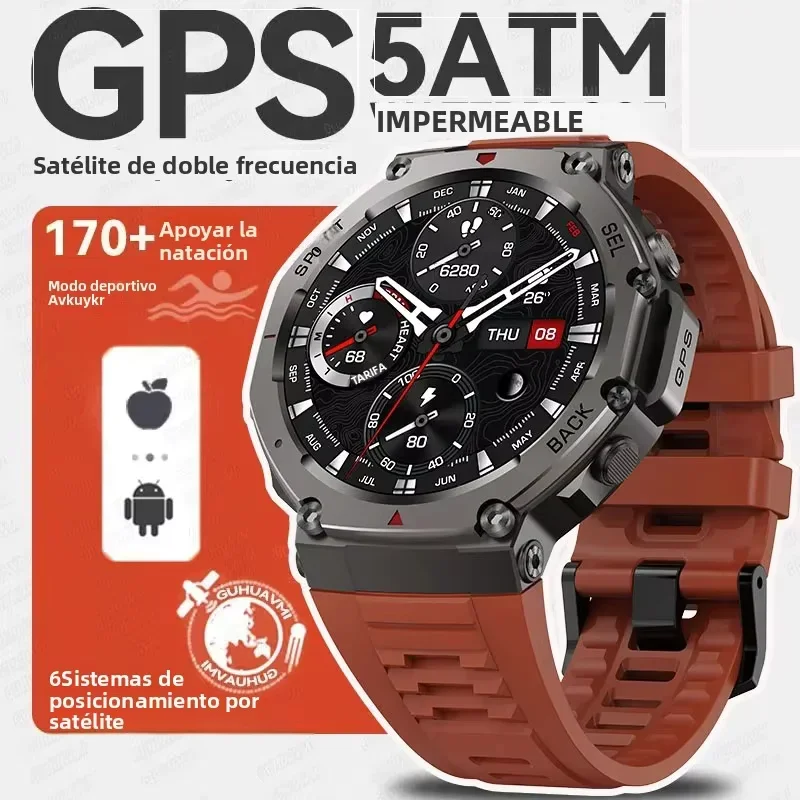 

Men's Sports Smart Watch Bluetooth-Compatible Pedometer Heart Rate Monitor Android 5.3 466x466 Screen 500mAh Battery