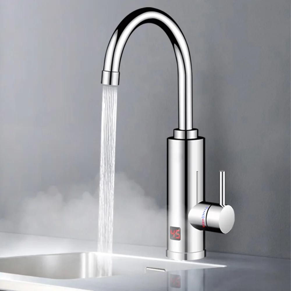 3000W Electric Water Heater Bathroom Kitchen Faucet Tankless Water Heater Tap Flowing Electric Faucet with Temperature Display