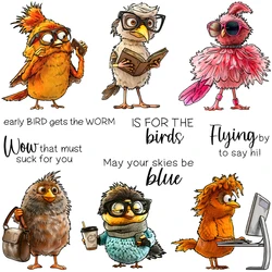 Mangocraft Funny Cartoon Birds Cutting Dies Clear Stamp DIY Scrapbooking Supplies Metal Dies Silicone Stamp Cards Albums Decor