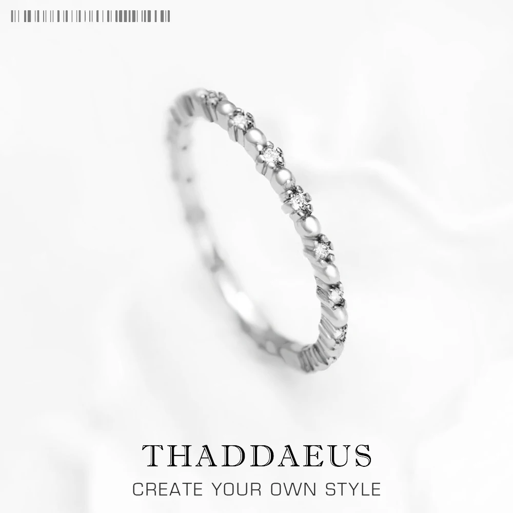 

Delicacy Ring Dots With White Stones Fine Jewerly For Women 2023 Summer Brand New Trendy Gift In 925 Sterling Silver