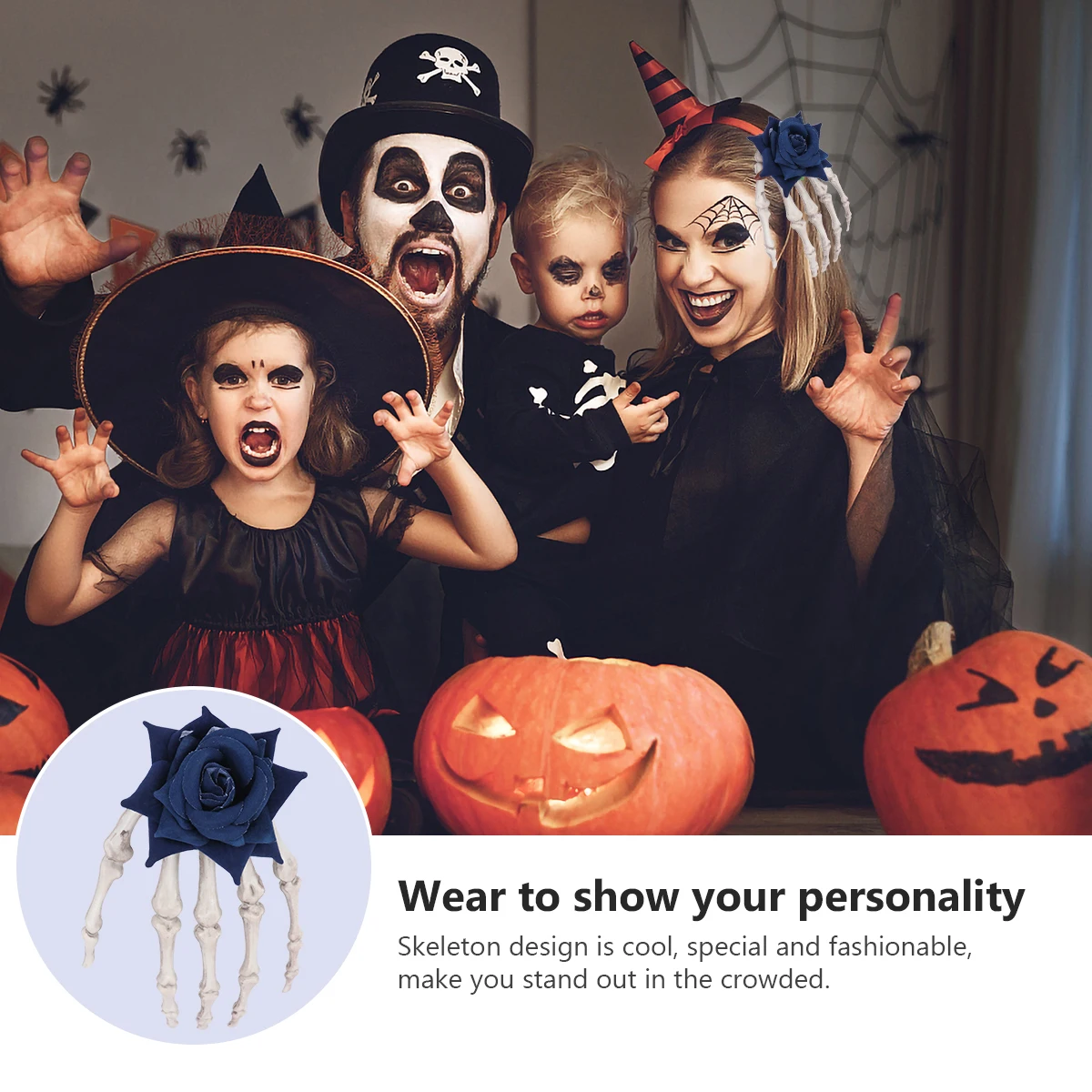 

Accessories Rose Hair Clip Miss Clips for Skull Hand Pe Halloween Hairpin Women